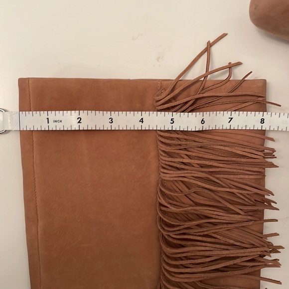 Sam Edelman vegan leather high fringe boot with stacked wood heel, rubber sole - Picture 13 of 16